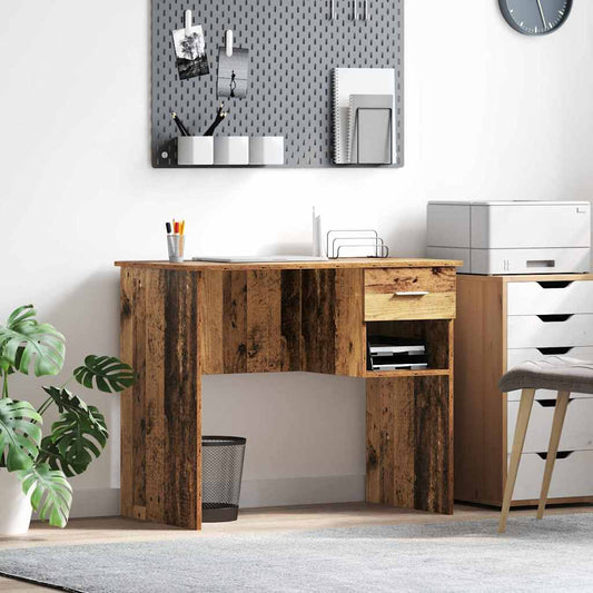 Schreibtisch mit Regal Altholz 90 x 49,5 x 75 cm Holzwerkstoff