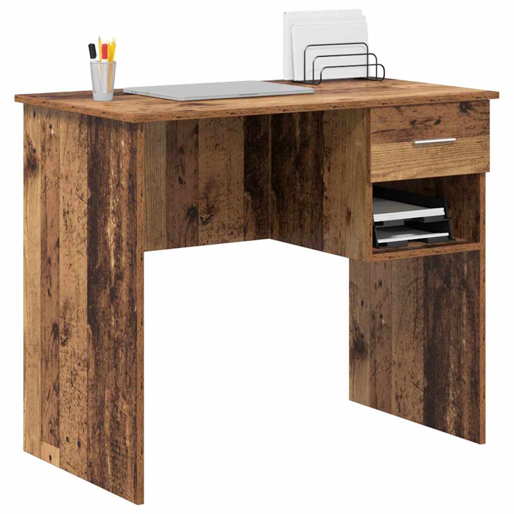 Schreibtisch mit Regal Altholz 90 x 49,5 x 75 cm Holzwerkstoff