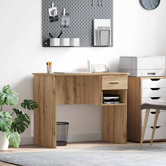 Schreibtisch Eiche handwerklich 90 x 49,5 x 75 cm Holzwerkstoff