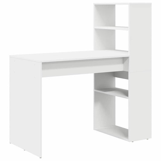 Schreibtisch mit Regal Weiß 113 x 54 x 120 cm Holzwerkstoff