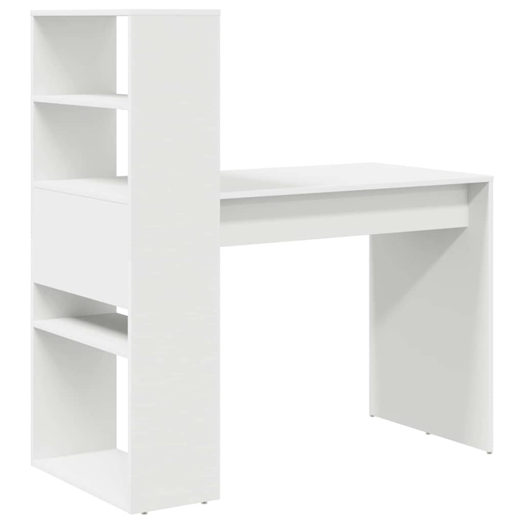 Schreibtisch mit Regal Weiß 113 x 54 x 120 cm Holzwerkstoff