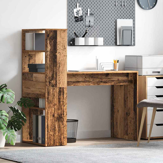 Schreibtisch mit Regal Altholz 113 x 54 x 120 cm Holzwerkstoff