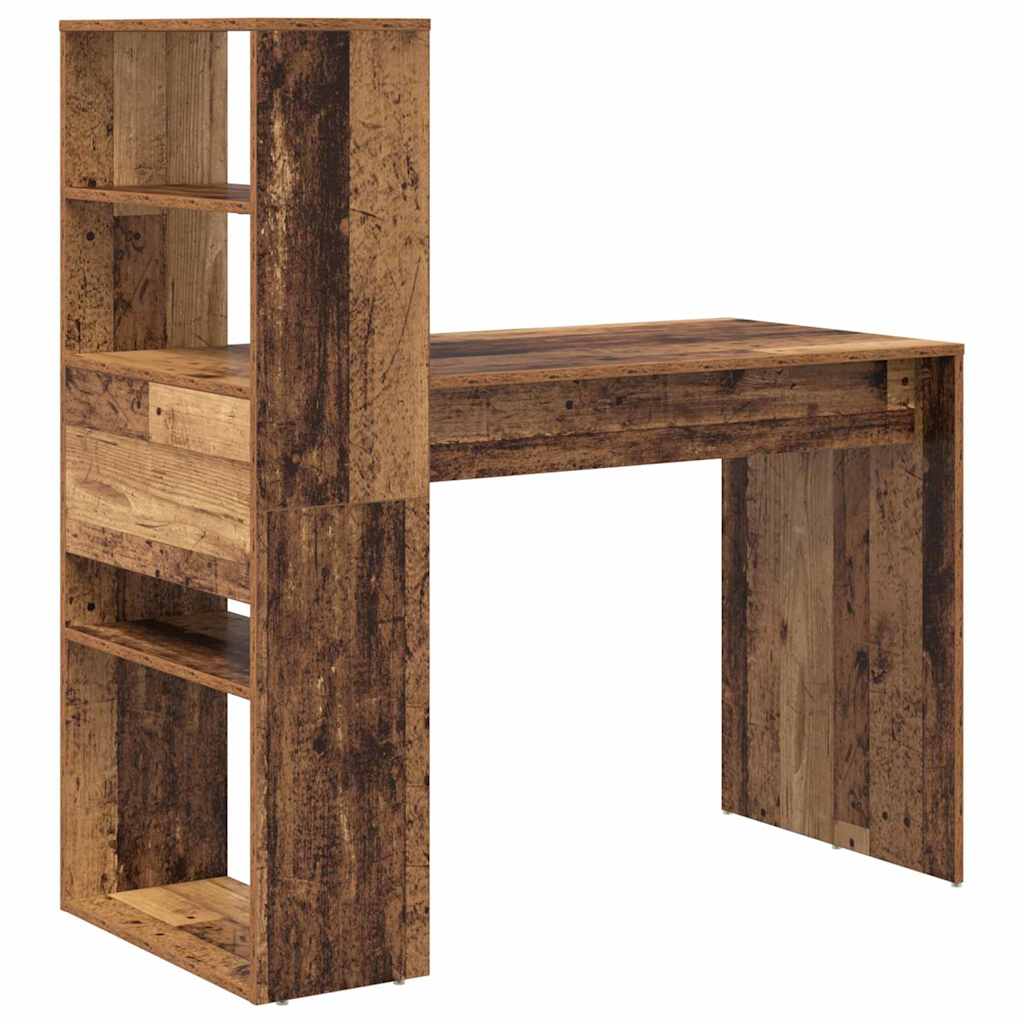 Schreibtisch mit Regal Altholz 113 x 54 x 120 cm Holzwerkstoff