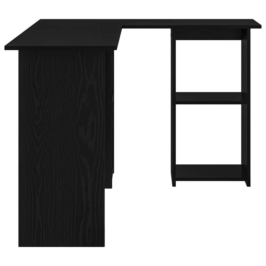 Schreibtisch mit Regal Schwarz Eichen-Optik 142 x 102 x 73 cm