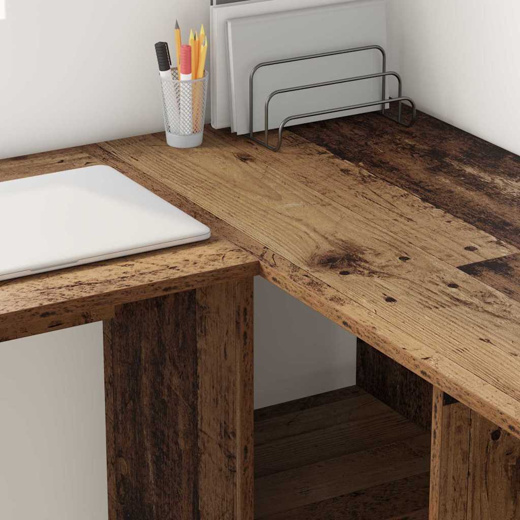 Schreibtisch mit Regal Altholz 142 x 102 x 73 cm Holzwerkstoff