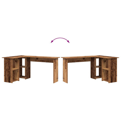 Schreibtisch mit Regal Altholz 142 x 102 x 73 cm Holzwerkstoff