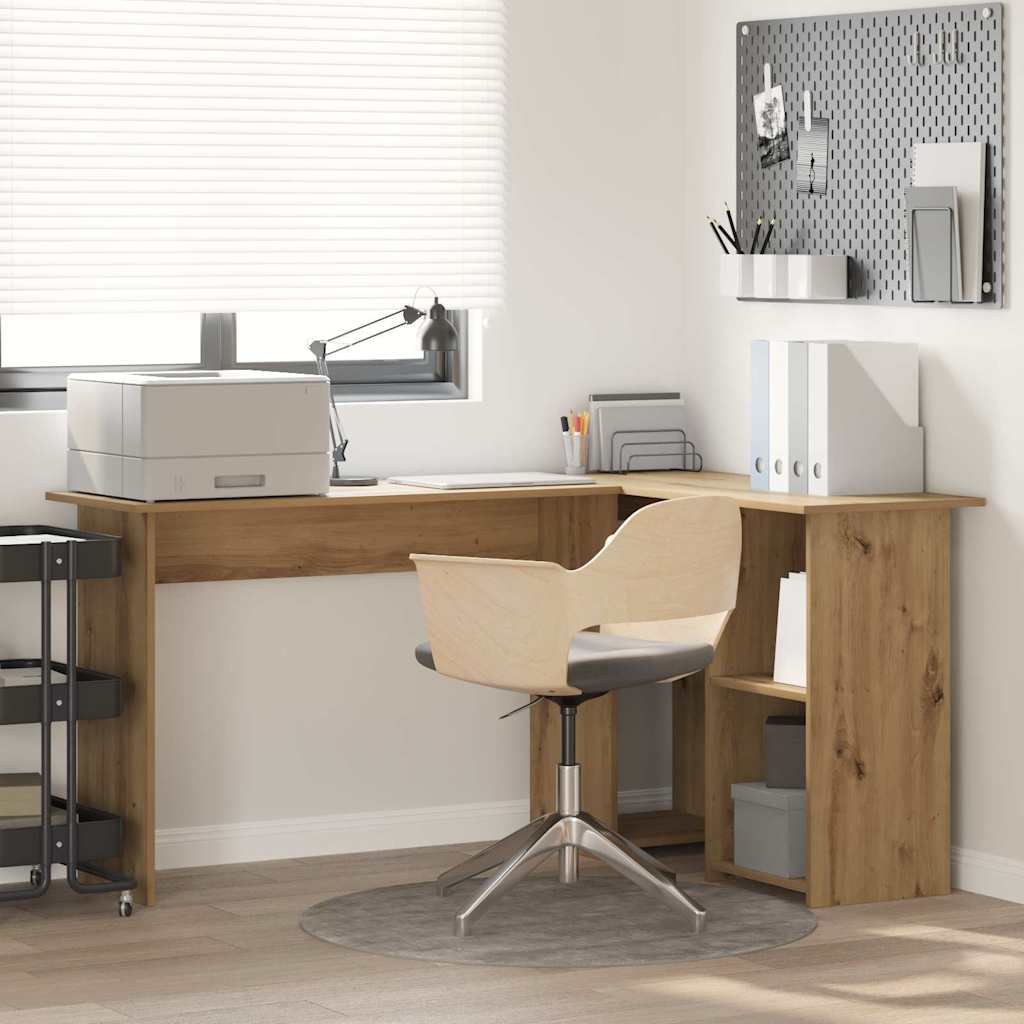 Schreibtisch Eiche handwerklich 142 x 102 x 73 cm Holzwerkstoff