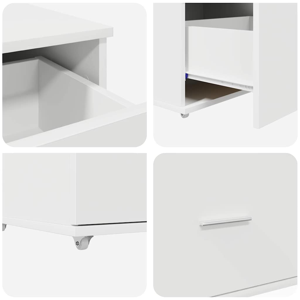 Schubladenschrank mit Rad Weiß 55 x 45 x 33,5 cm Holzwerkstoff