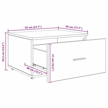 Schubladenschrank mit Rad Braun 55 x 45 x 33,5 cm Holzwerkstoff