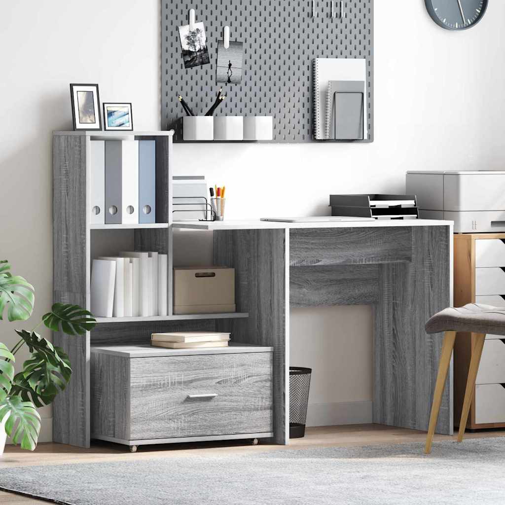 Schubladenschrank mit Rad Grau 55 x 45 x 33,5 cm Holzwerkstoff