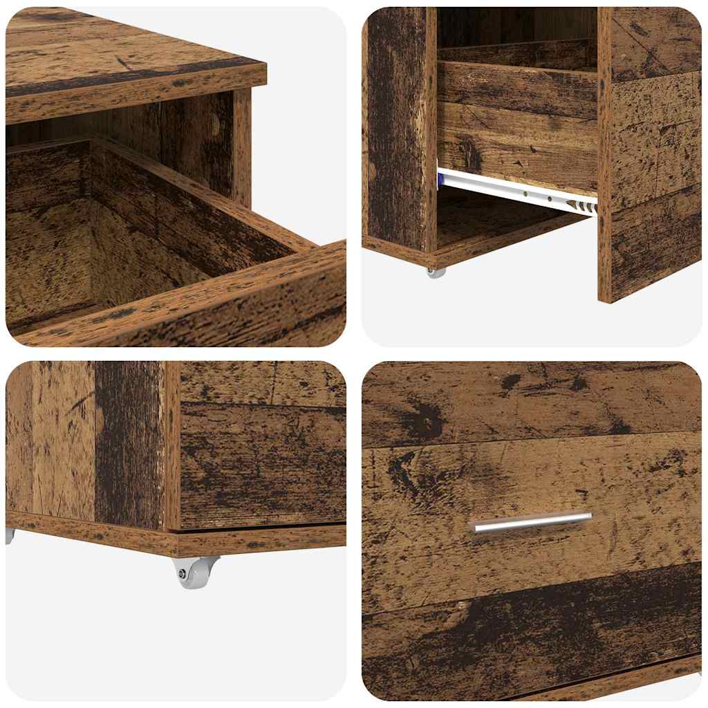 Schubladenschrank mit Rad Braun 55 x 45 x 33,5 cm Holzwerkstoff