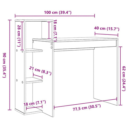 Schreibtisch mit Regal Weiß 100 x 40 x 90 cm Holzwerkstoff