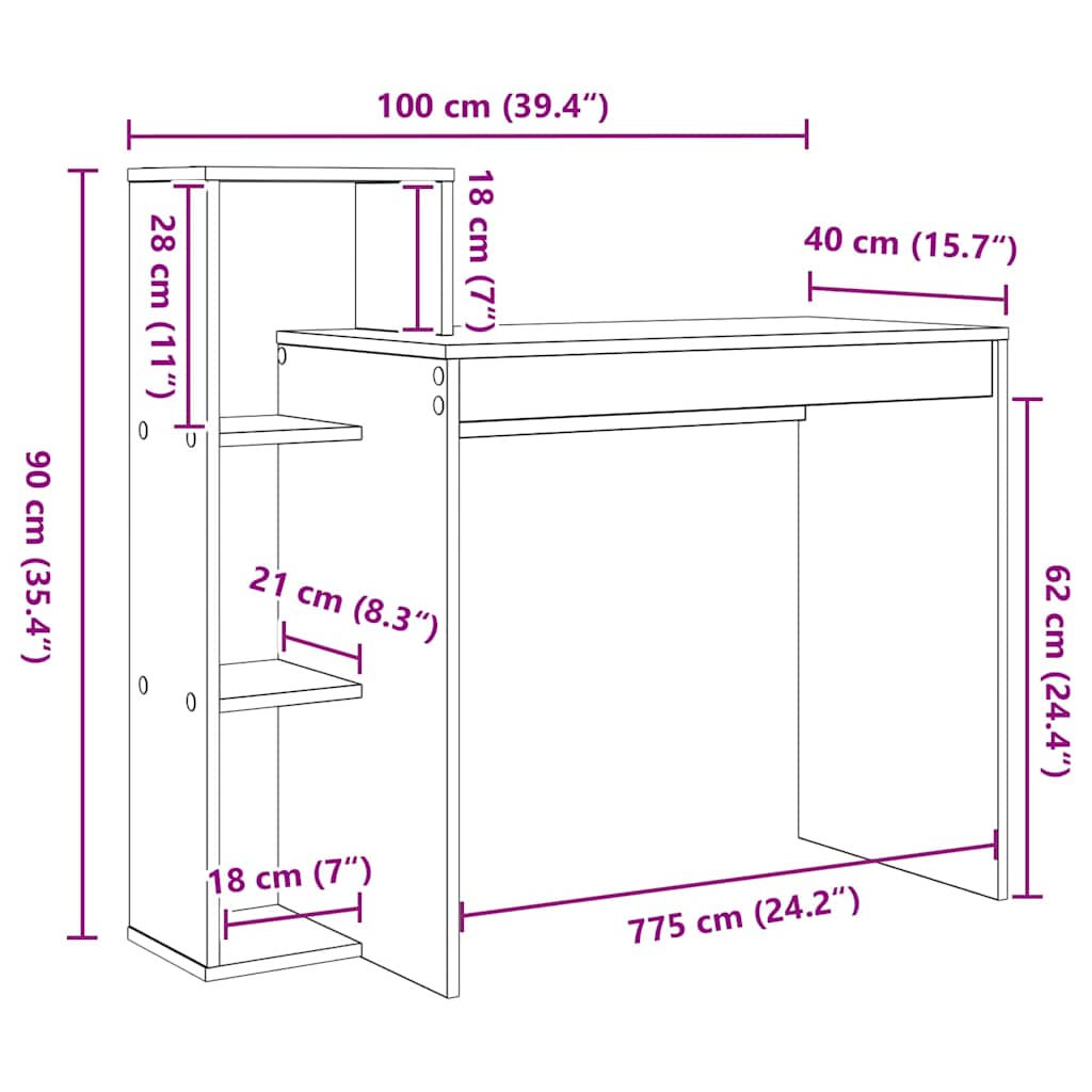 Schreibtisch Schwarze Eiche 100 x 40 x 90 cm Holzwerkstoff