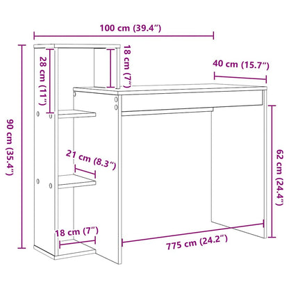 Schreibtisch Schwarze Eiche 100 x 40 x 90 cm Holzwerkstoff