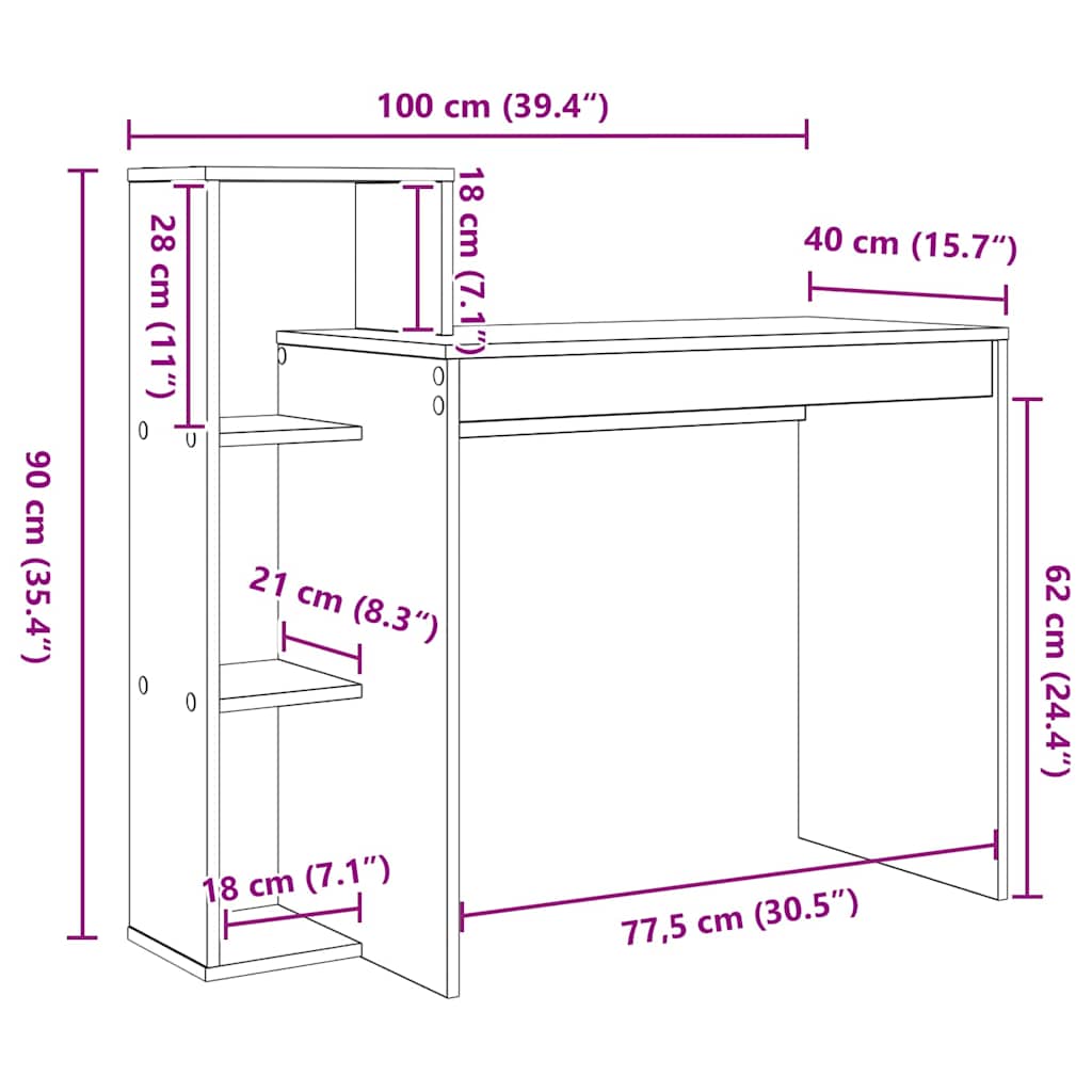 Schreibtisch Grau Sonoma 100 x 40 x 90 cm Holzwerkstoff
