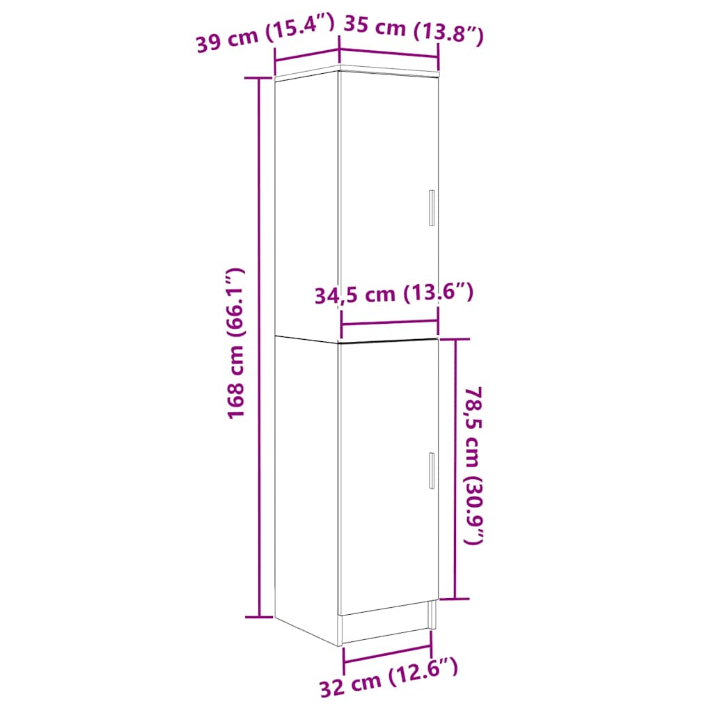 Highboard Schwarze Eiche 35 x 39 x 168 cm Holzwerkstoff