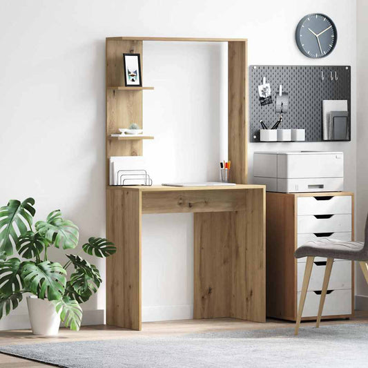 Schreibtisch mit Regal Eiche handwerklich 78,5 x 37 x 154,5 cm