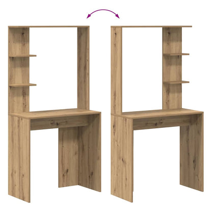 Schreibtisch mit Regal Eiche handwerklich 78,5 x 37 x 154,5 cm
