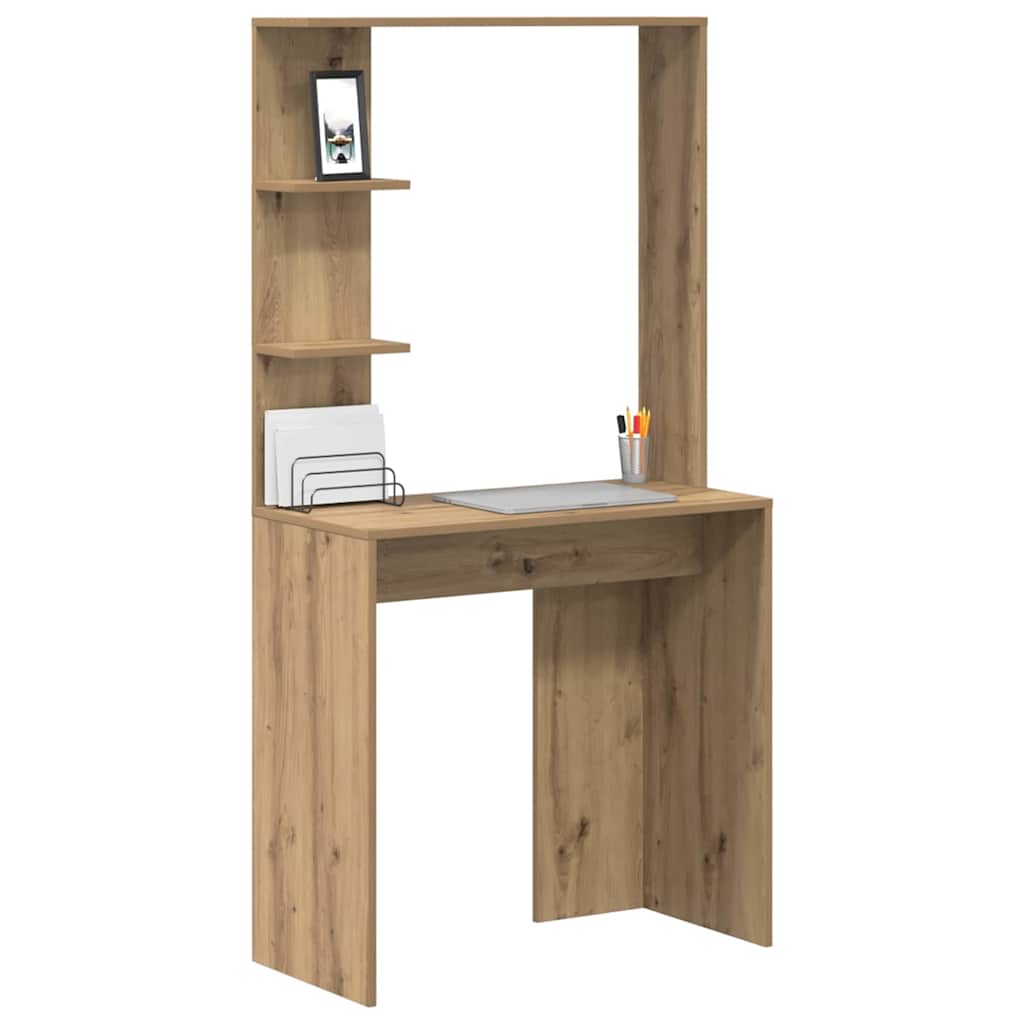 Schreibtisch mit Regal Eiche handwerklich 78,5 x 37 x 154,5 cm