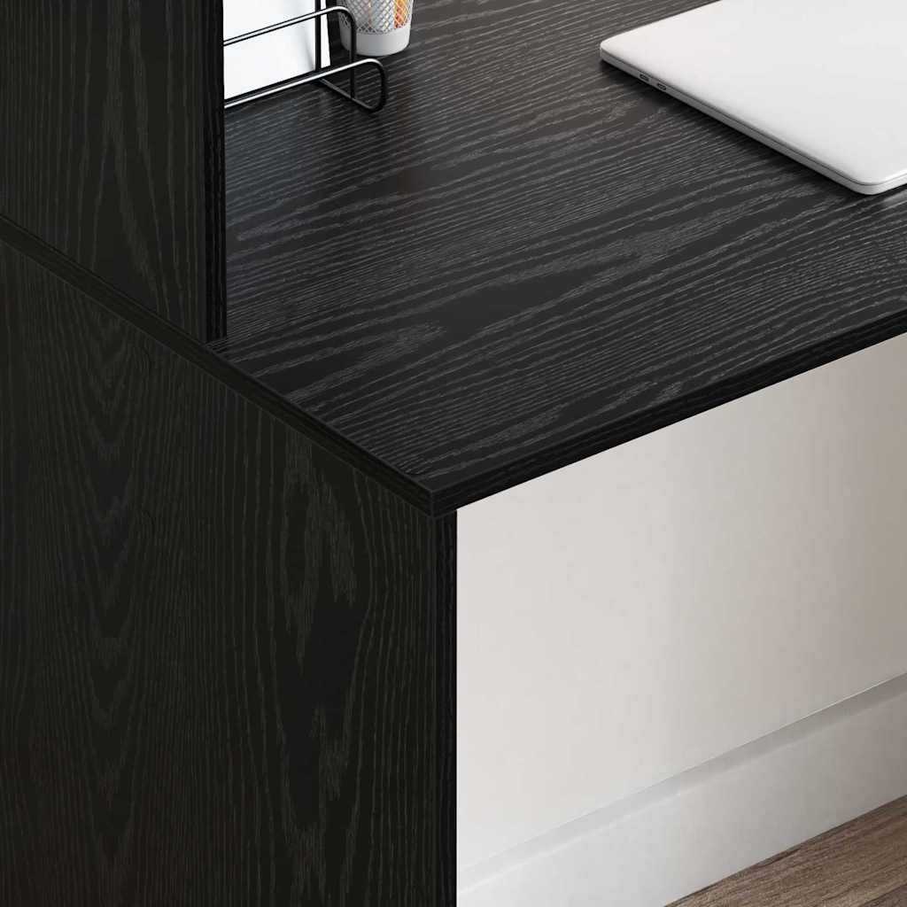 Schreibtisch mit Regal Schwarz Eichen-Optik 102 x 50 x 124 cm