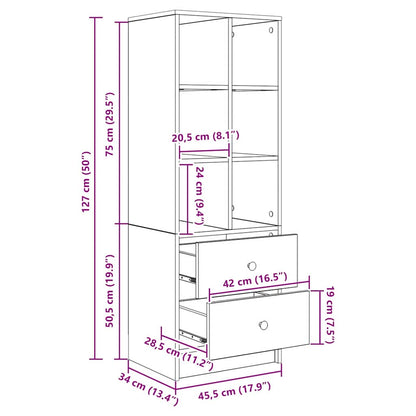 Hochboard Eiche handwerklich 45,5 x 34 x 127 cm Holzwerkstoff