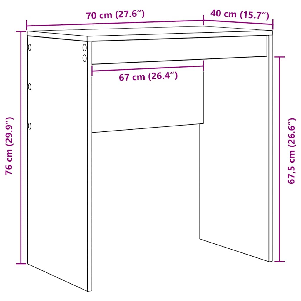 Schreibtisch Schwarze Eiche 70 x 40 x 76 cm Holzwerkstoff