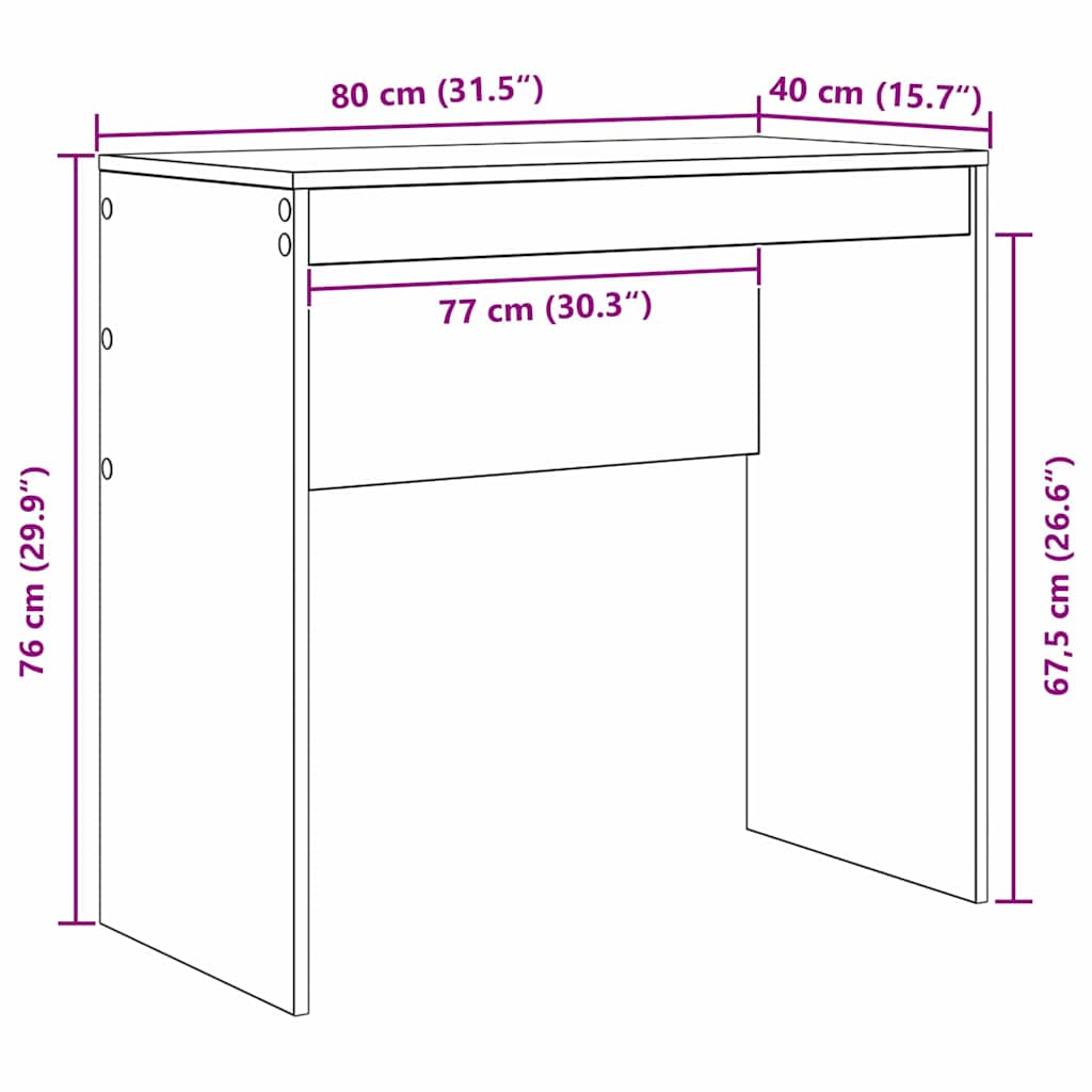 Schreibtisch Schwarze Eiche 80 x 40 x 76 cm Holzwerkstoff