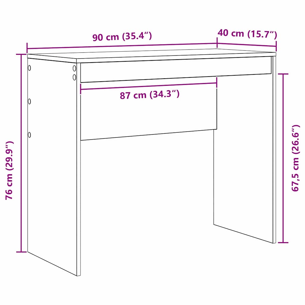 Schreibtisch Schwarze Eiche 90 x 40 x 76 cm Holzwerkstoff