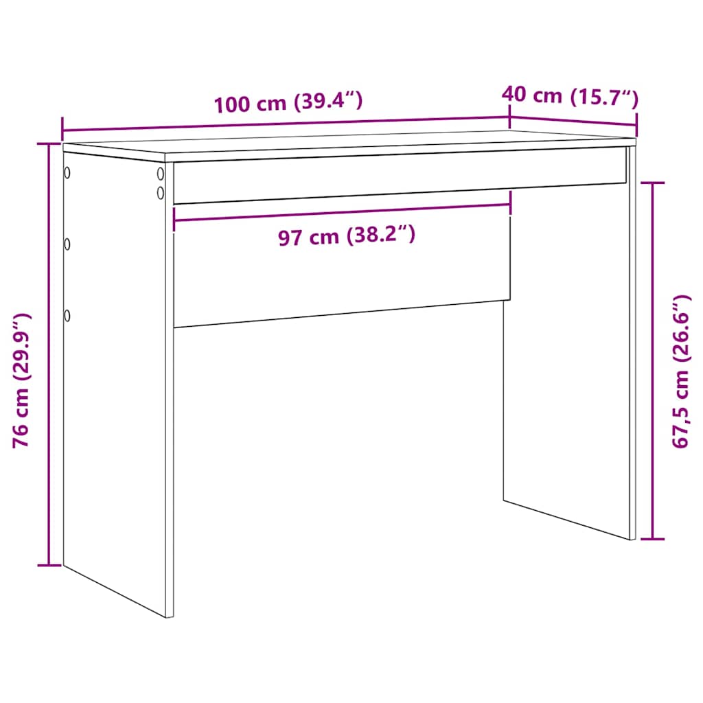 Schreibtisch Schwarze Eiche 100 x 40 x 76 cm Holzwerkstoff