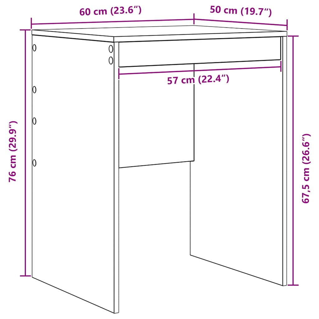 Schreibtisch Grau Sonoma 60 x 50 x 76 cm Holzwerkstoff