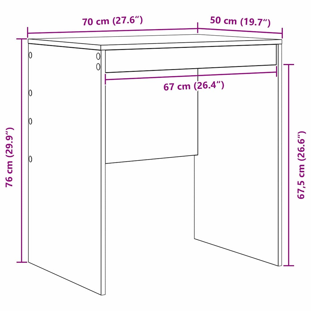 Schreibtisch Weiß 70 x 50 x 76 cm Holzwerkstoff