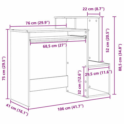 Tisch mit Regal Altholz 106 x 40 x 88,5 cm Holzwerkstoff