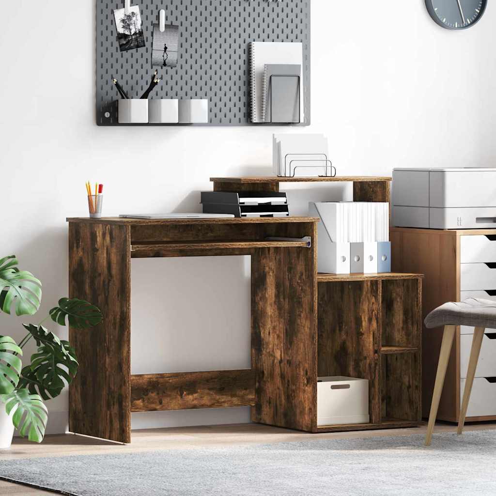 Tisch mit Stauraum mit Regal Räuchereiche 120,5 x 44 x 88,5 cm