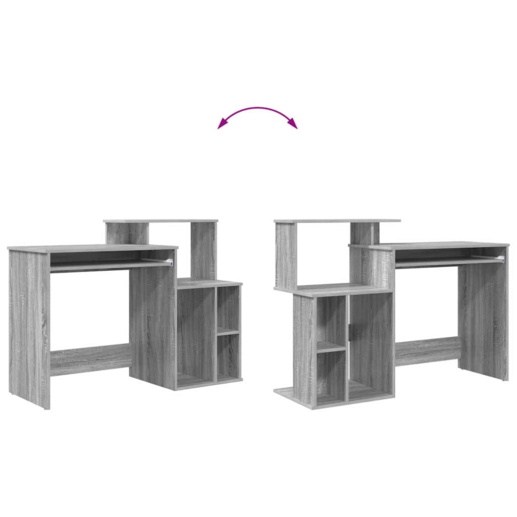 Tisch mit Stauraum mit Regal Grau Sonoma 120,5 x 44 x 88,5 cm
