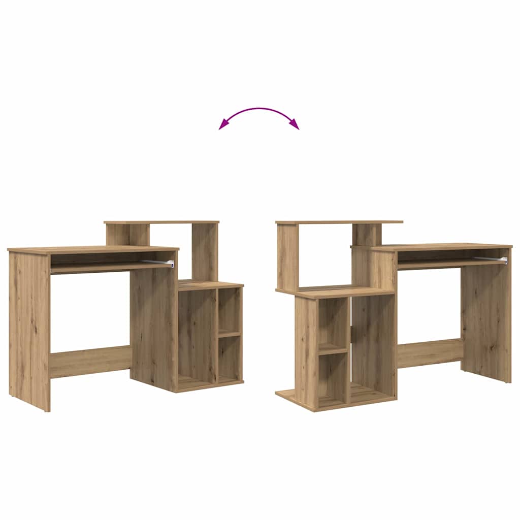 Tisch mit Stauraum Eiche handwerklich 120,5 x 44 x 88,5 cm