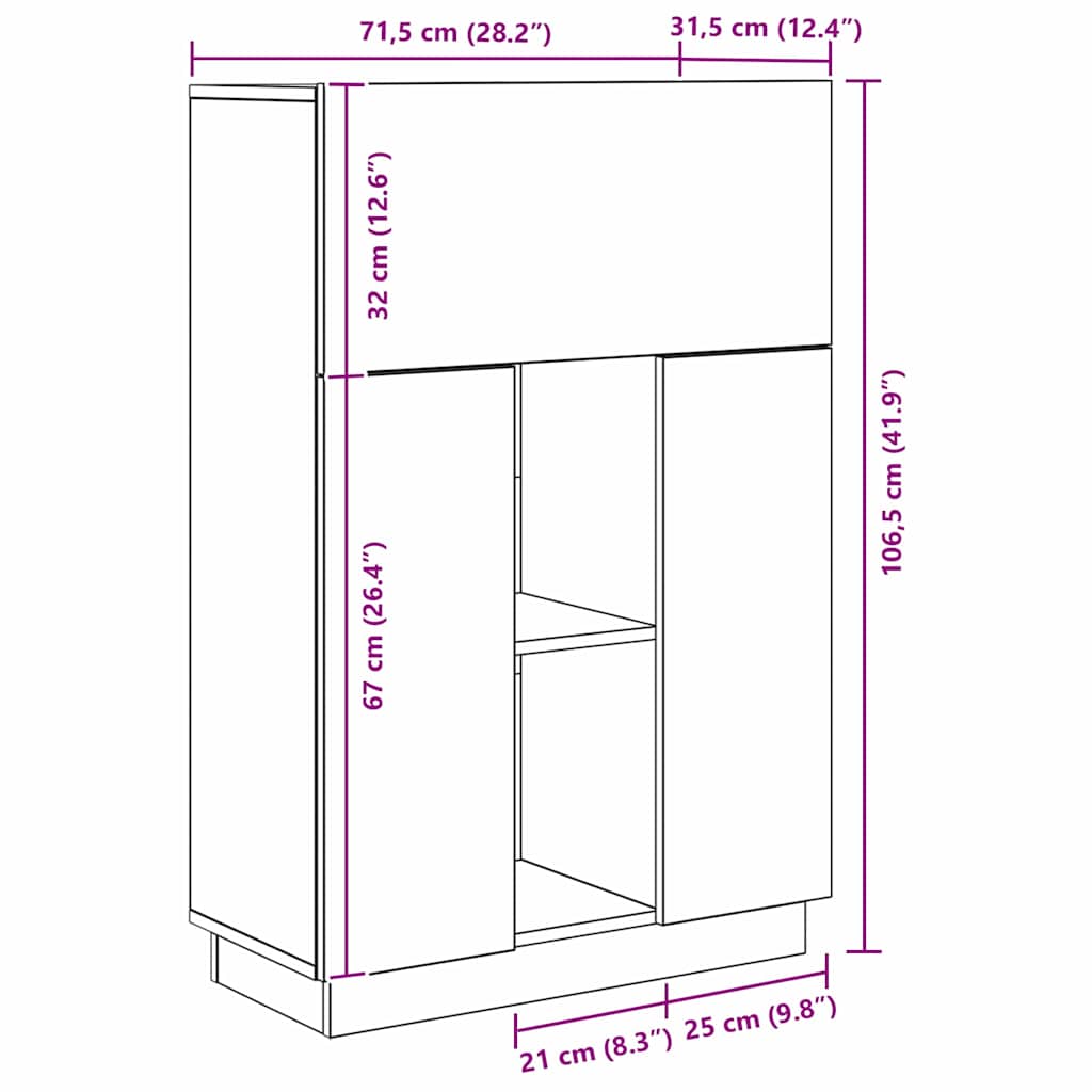 Schreibtisch mit Tür Grau 71,5 x 31,5 x 106,5 cm Holzwerkstoff