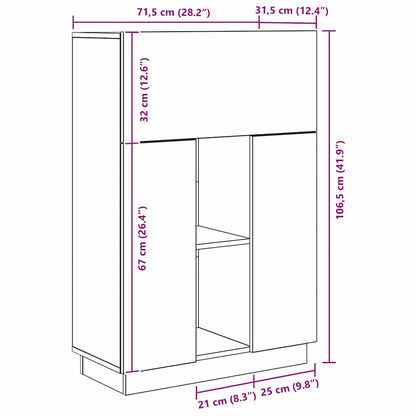 Schreibtisch mit Tür Grau 71,5 x 31,5 x 106,5 cm Holzwerkstoff