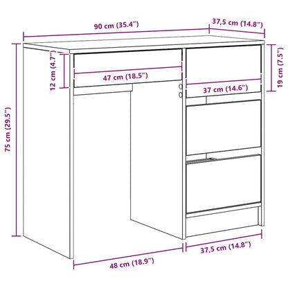 Schreibtisch Graues Sonoma 90 x 37.5 x 75 cm Holzwerkstoff