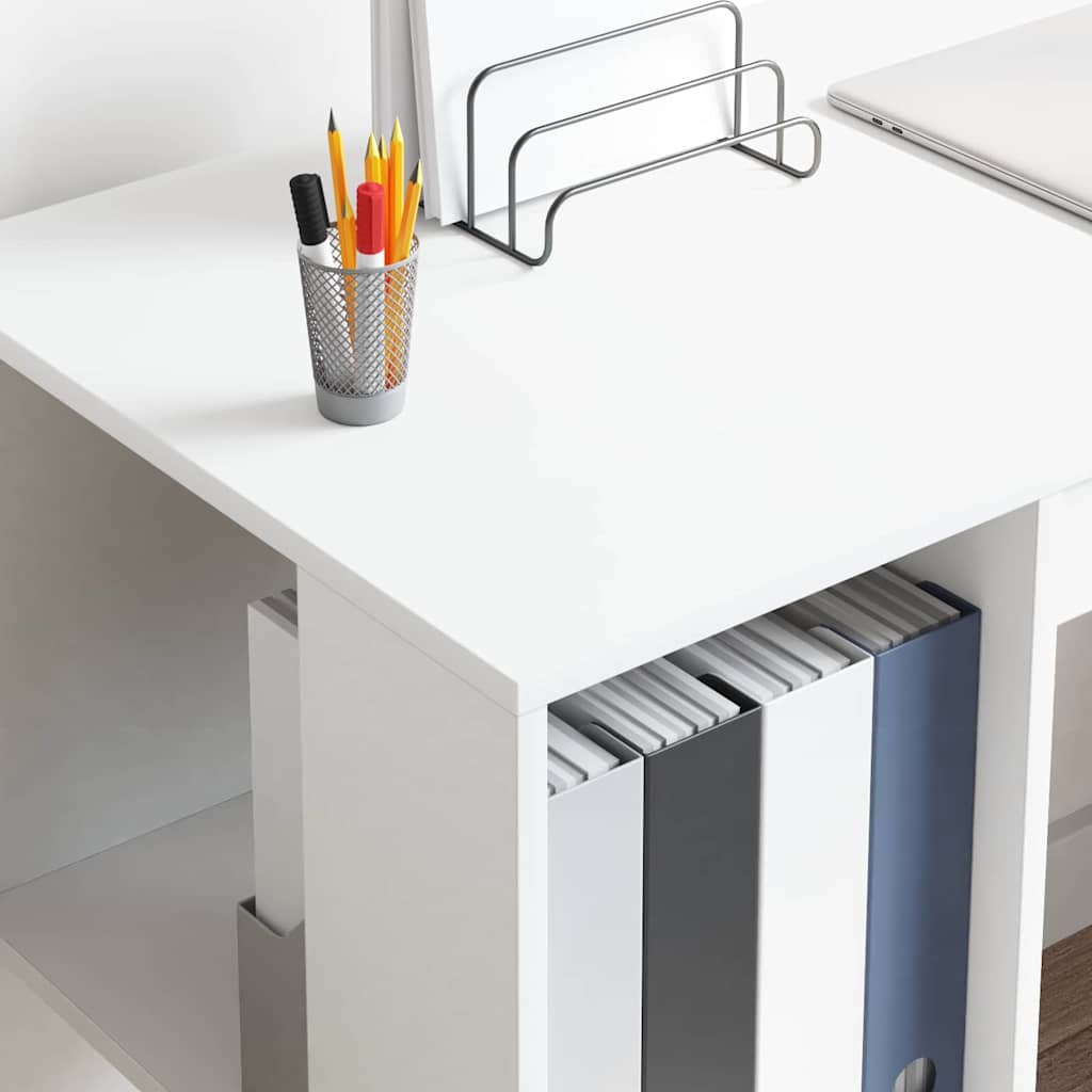 Schreibtisch mit Stauraum Weiß 130 x 50,5 x 75 cm Holzwerkstoff
