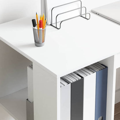 Schreibtisch mit Stauraum Weiß 130 x 50,5 x 75 cm Holzwerkstoff