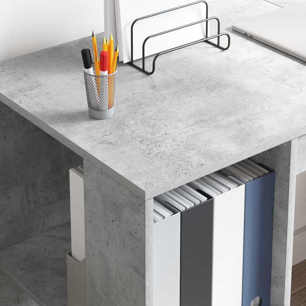 Schreibtisch mit Stauraum Betongrau 130 x 50,5 x 75 cm