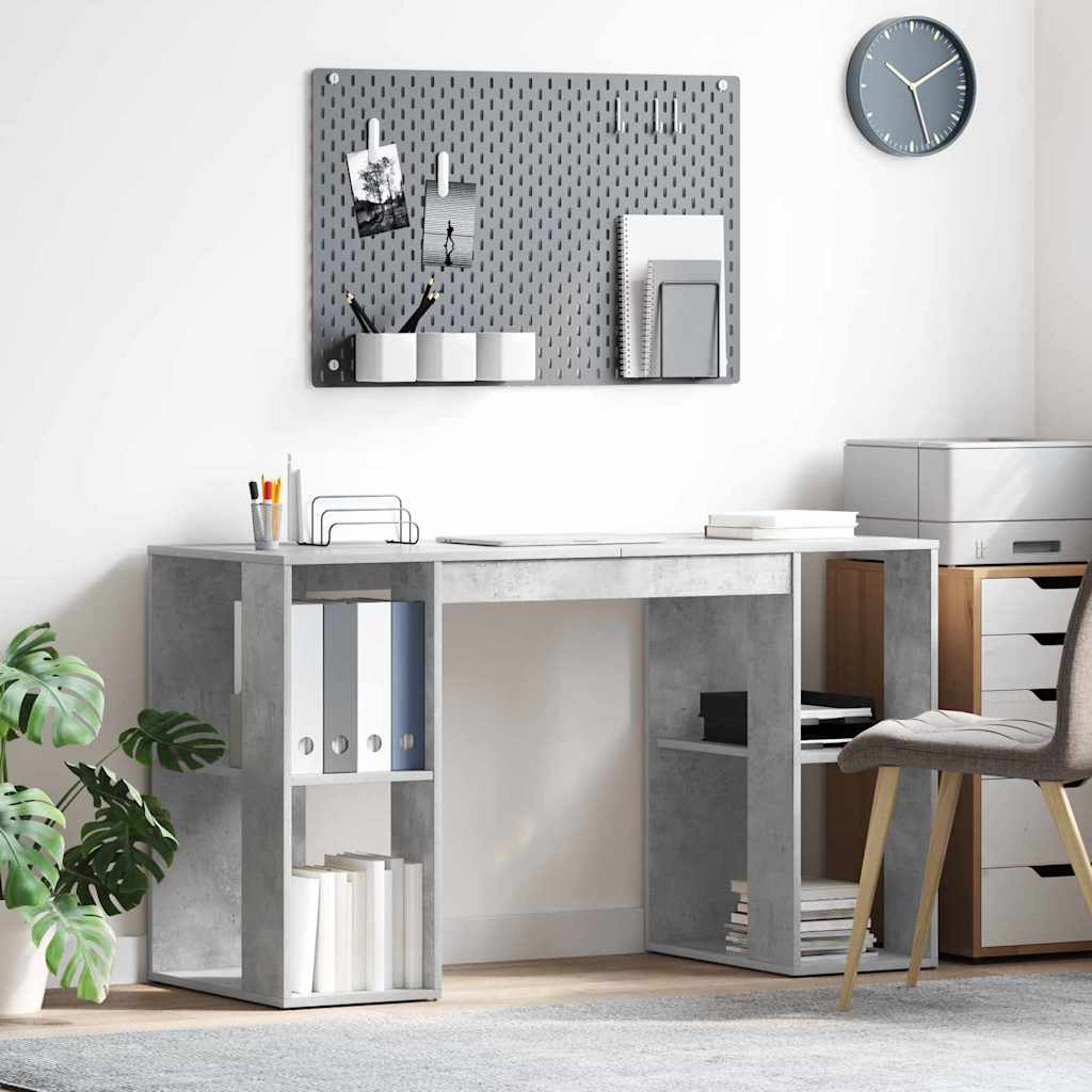 Schreibtisch mit Stauraum Betongrau 130 x 50,5 x 75 cm