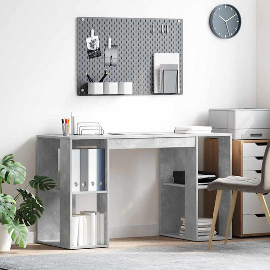 Schreibtisch mit Stauraum Betongrau 130 x 50,5 x 75 cm