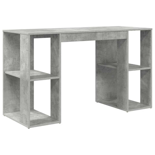 Schreibtisch mit Stauraum Betongrau 130 x 50,5 x 75 cm