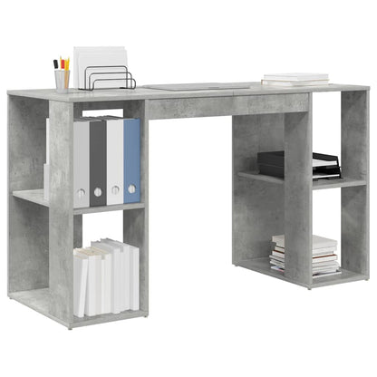 Schreibtisch mit Stauraum Betongrau 130 x 50,5 x 75 cm