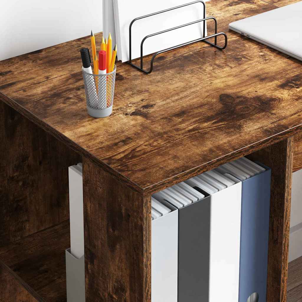 Schreibtisch mit Stauraum Räuchereiche 130 x 50,5 x 75 cm