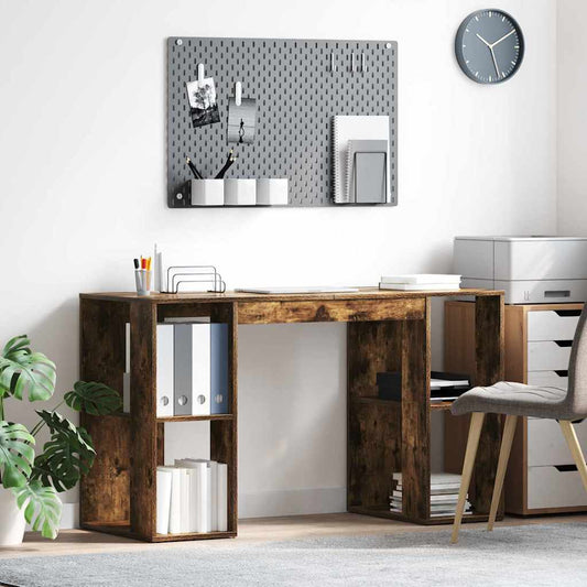 Schreibtisch mit Stauraum Räuchereiche 130 x 50,5 x 75 cm