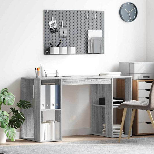 Schreibtisch mit Stauraum Graues Sonoma 130 x 50,5 x 75 cm