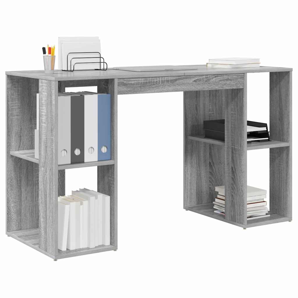 Schreibtisch mit Stauraum Graues Sonoma 130 x 50,5 x 75 cm