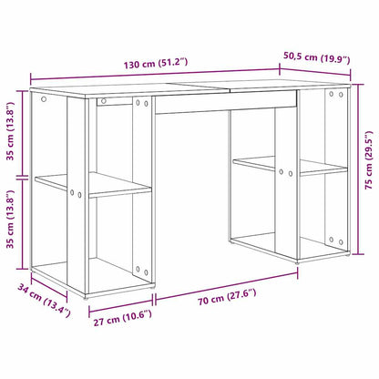 Schreibtisch mit Stauraum Graues Sonoma 130 x 50,5 x 75 cm